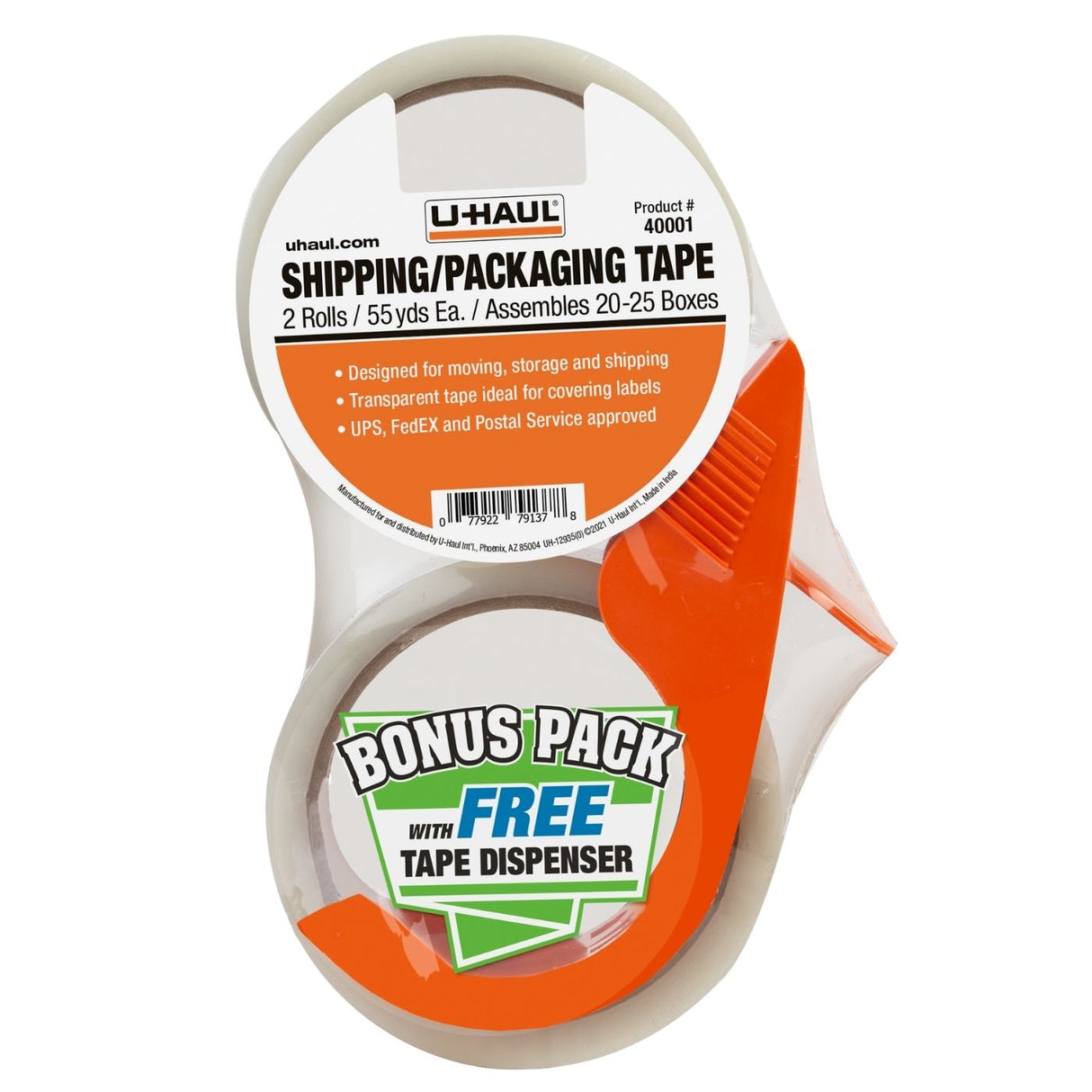 Packing Tape w/ Tape Dispenser (Two Pack)
