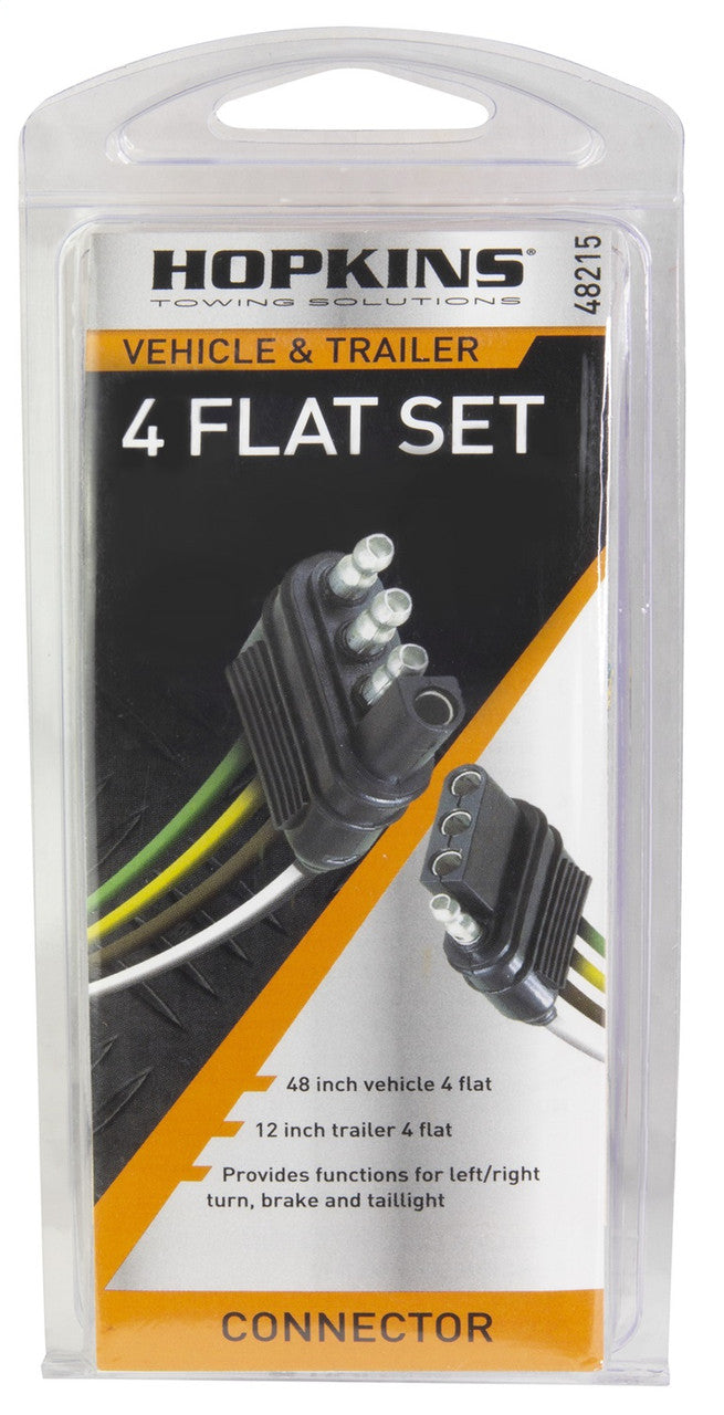 Vehicle & Trailer End Connector - 4-Wire/4-Flat (Pigtail)