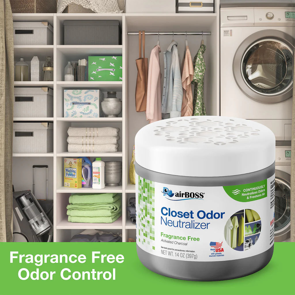 airBOSS® Closet Odor Neutralizing Gel - Fragrance Free - Activated Charcoal (17oz/482g)