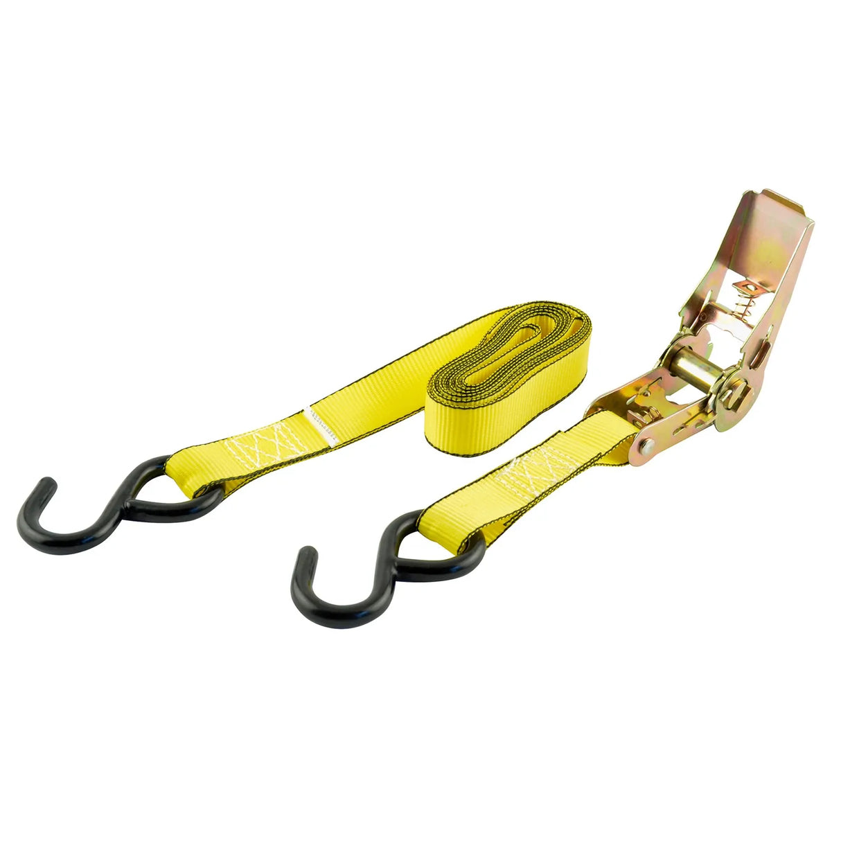 1"x16' Ratchet Tie Down (1-Pack) - Ratchet Strap with S-Hook (Vinyl Coated)