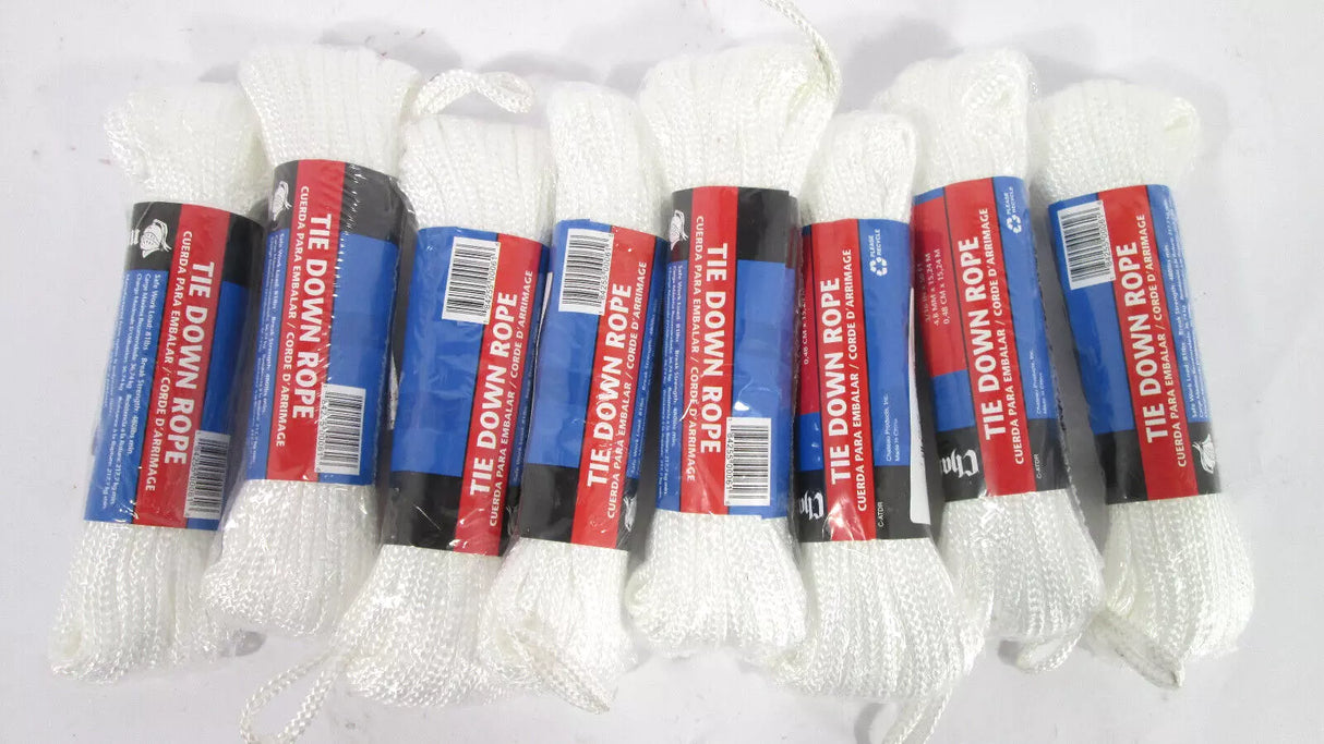 White Tie-Down Nylon/Polyester Rope - 3/16" x 50' (ft)