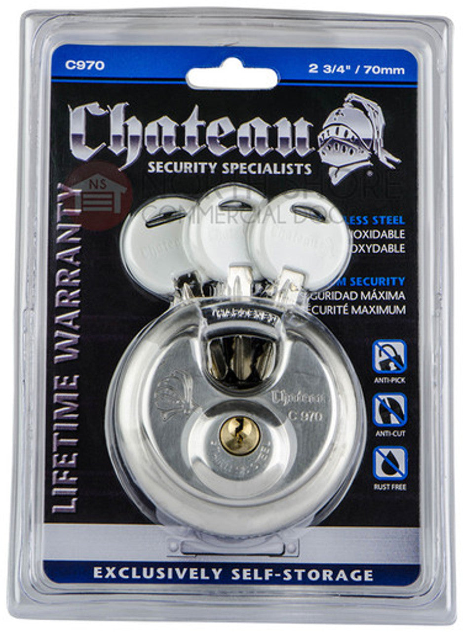 Round Cylinder Disc Lock - 2¾" (70mm) Stainless Steel (Heavy Duty)