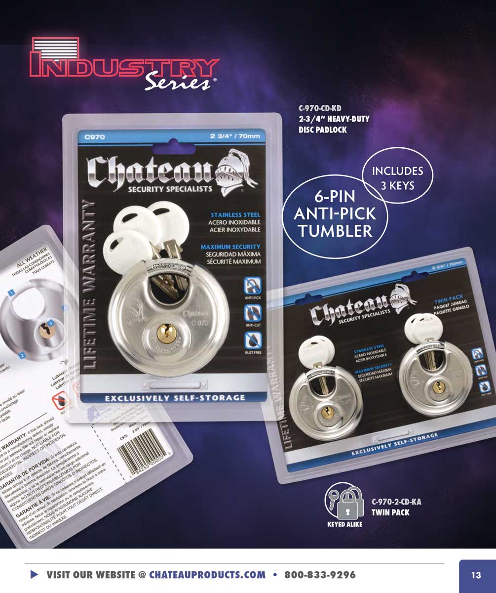 Round Cylinder Disc Lock - 2¾" (70mm) Stainless Steel (Heavy Duty)