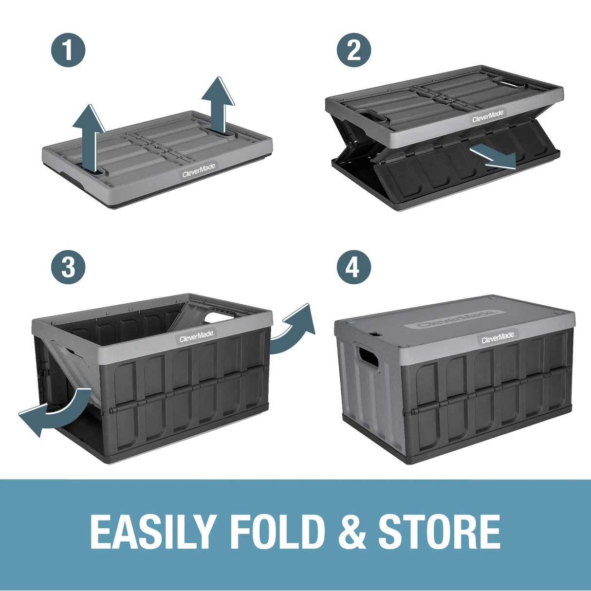 Collapsible Storage Bin - (46L / 62L | 75lbs / 100lbs) - 21.12"x14.12"x11.5"