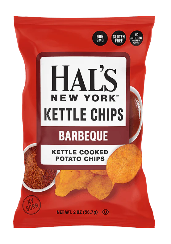 Hal's New York Kettle Cooked Potato Chips, BBQ, 2oz (Pack of 24)