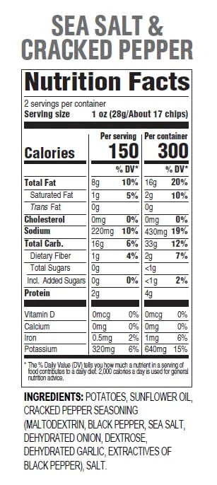 Hal's New York Kettle Cooked Potato Chips, Sea Salt & Cracked Pepper, 2oz (Pack of 24)