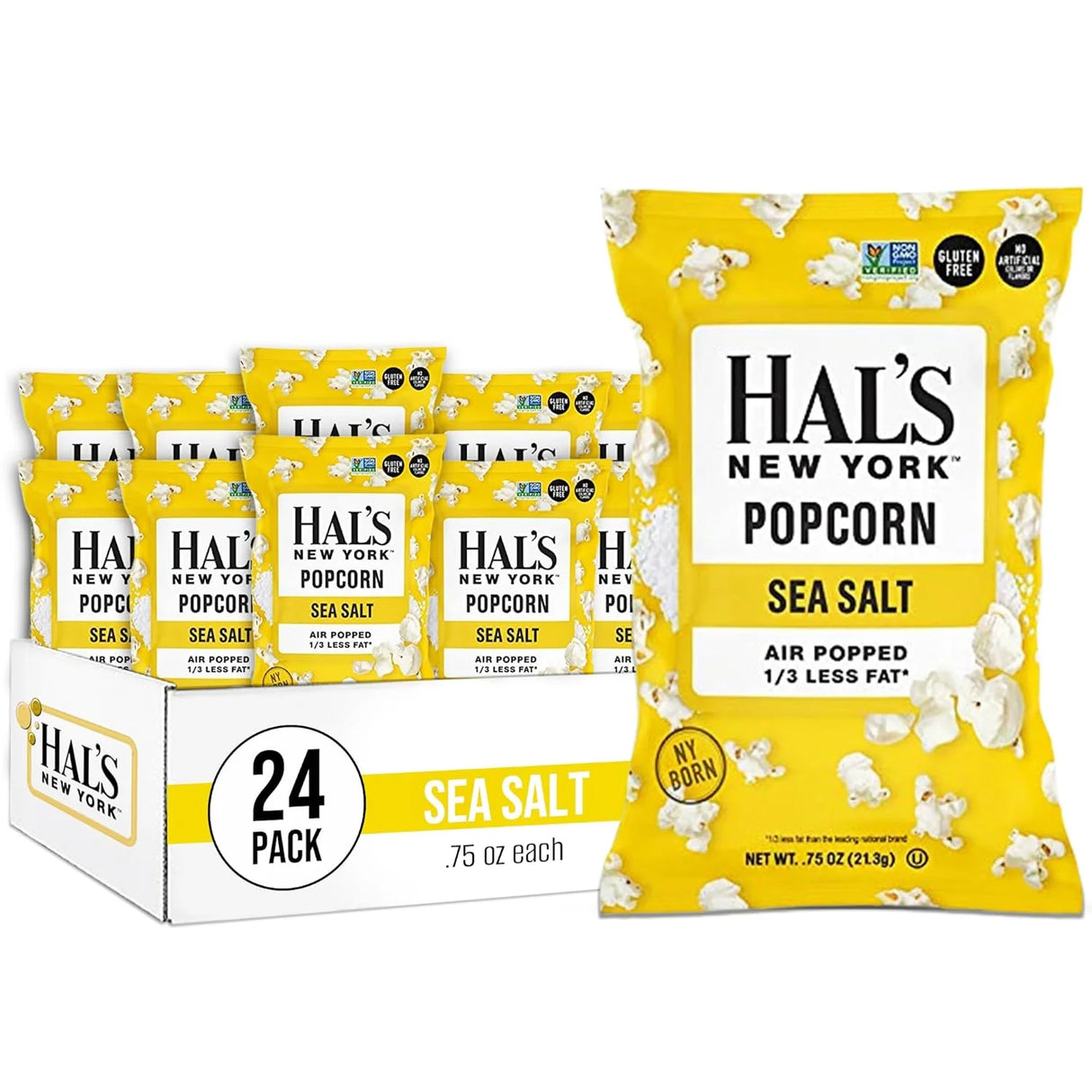 Hal's New York Gluten Free Popcorn, Sea Salt, 0.75 oz (Pack of 24)