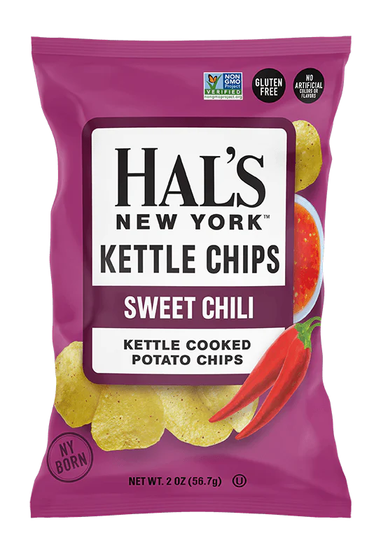 Hal's New York Kettle Cooked Potato Chips, Sweet Chili, 2oz (Pack of 24)