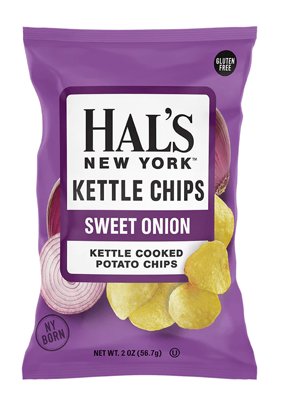 Hal's New York Kettle Cooked Potato Chips, Sweet Onion, 2oz (Pack of 24)