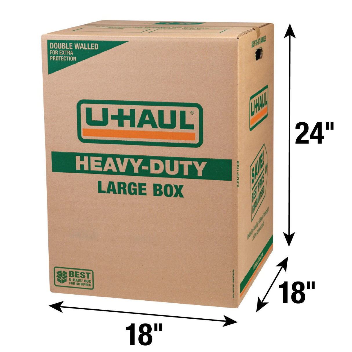 Large Heavy-Duty Double Wall Moving & Shipping Box - 18” x 18” x 24” (L x W x H)