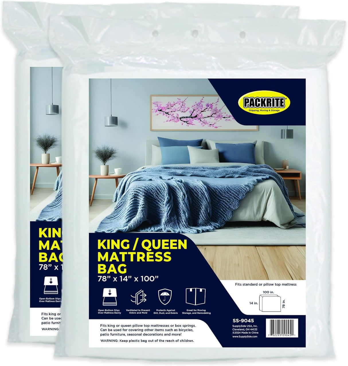 King/Queen Mattress Bag/Cover - 100"x78"x14" (1-Pack)