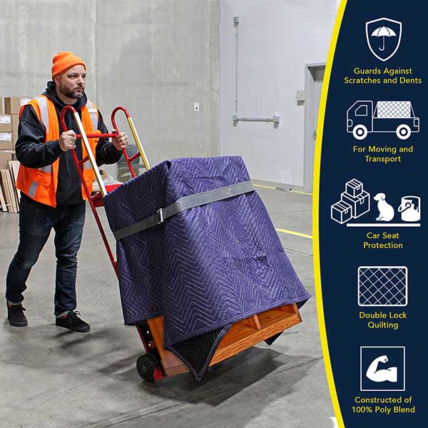 Deluxe Moving Blanket Pad (Quilted Blue) - 72"x80"