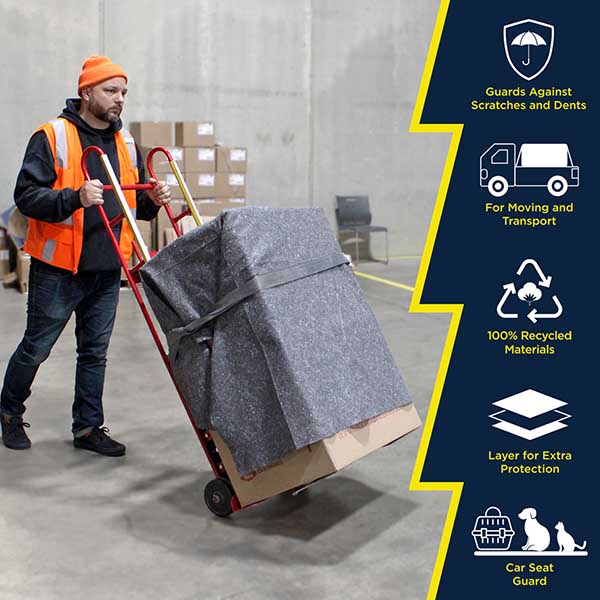 Economy Moving Blanket (Textile Eco-Friendly 100% Recycled) - 72"x54" - (1-Pack)