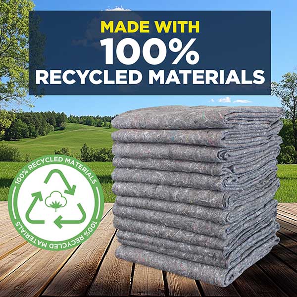 Economy Moving Blanket (Textile Eco-Friendly 100% Recycled) - 72"x54" - (1-Pack)