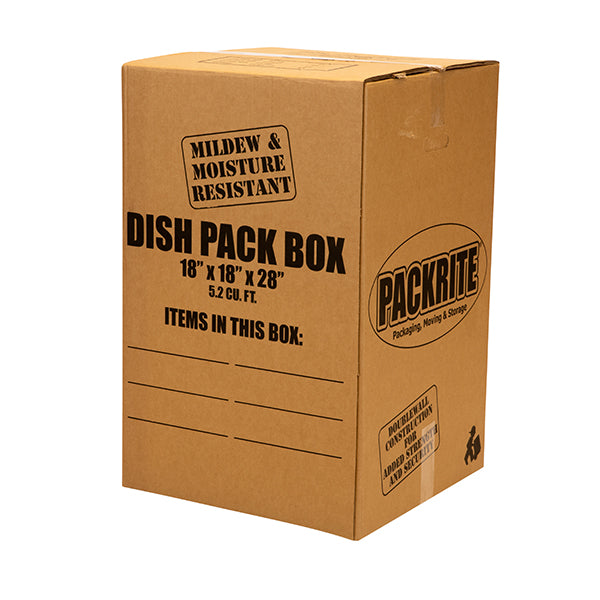 Dish Pack Moving Box 5.2cu ft. Double Wall - 18"x18"x28" (Fragile)