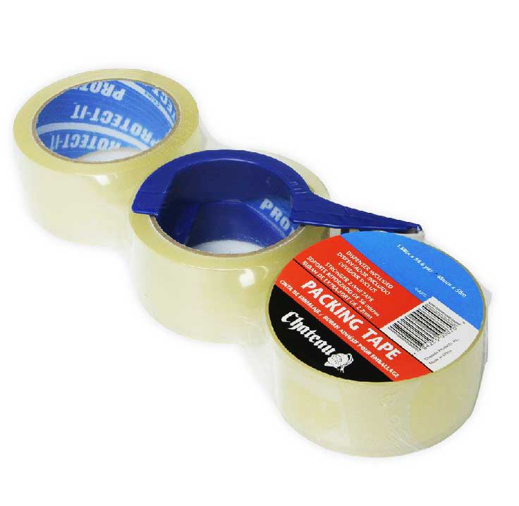 3 Rolls Clear Tape w/ Dispenser - 2"x55 (yards) (3 Pcs)