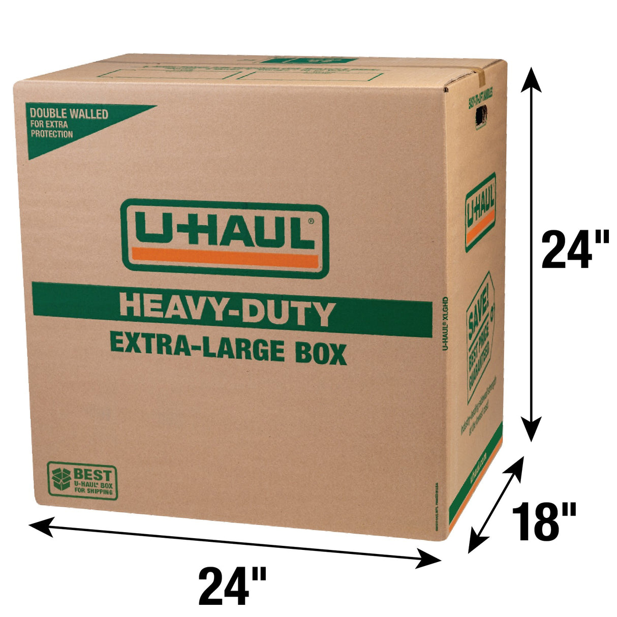 Extra-Large Heavy-Duty Double Wall Moving & Shipping Box - 24” x 18” x 24” (L x W x H)