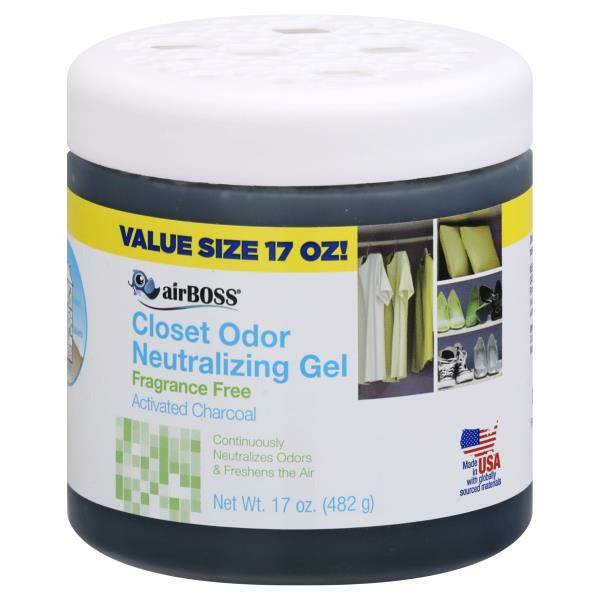 airBOSS® Closet Odor Neutralizing Gel - Fragrance Free - Activated Charcoal (17oz/482g)