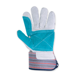 Split Leather Double Palm Safety Work Gloves - 2 1/2" Rubberized Cuff