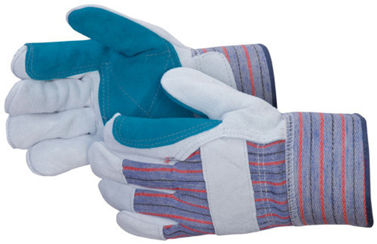 Split Leather Double Palm Safety Work Gloves - 2 1/2" Rubberized Cuff