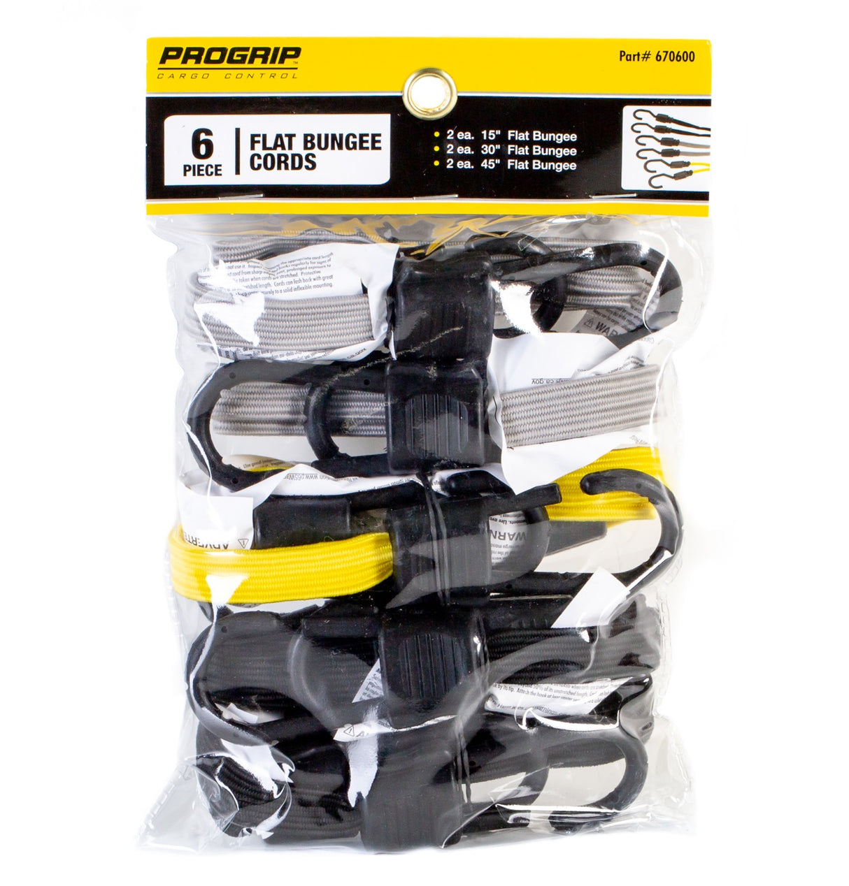 Flat Bungee Cord Assortment - 6 Pack