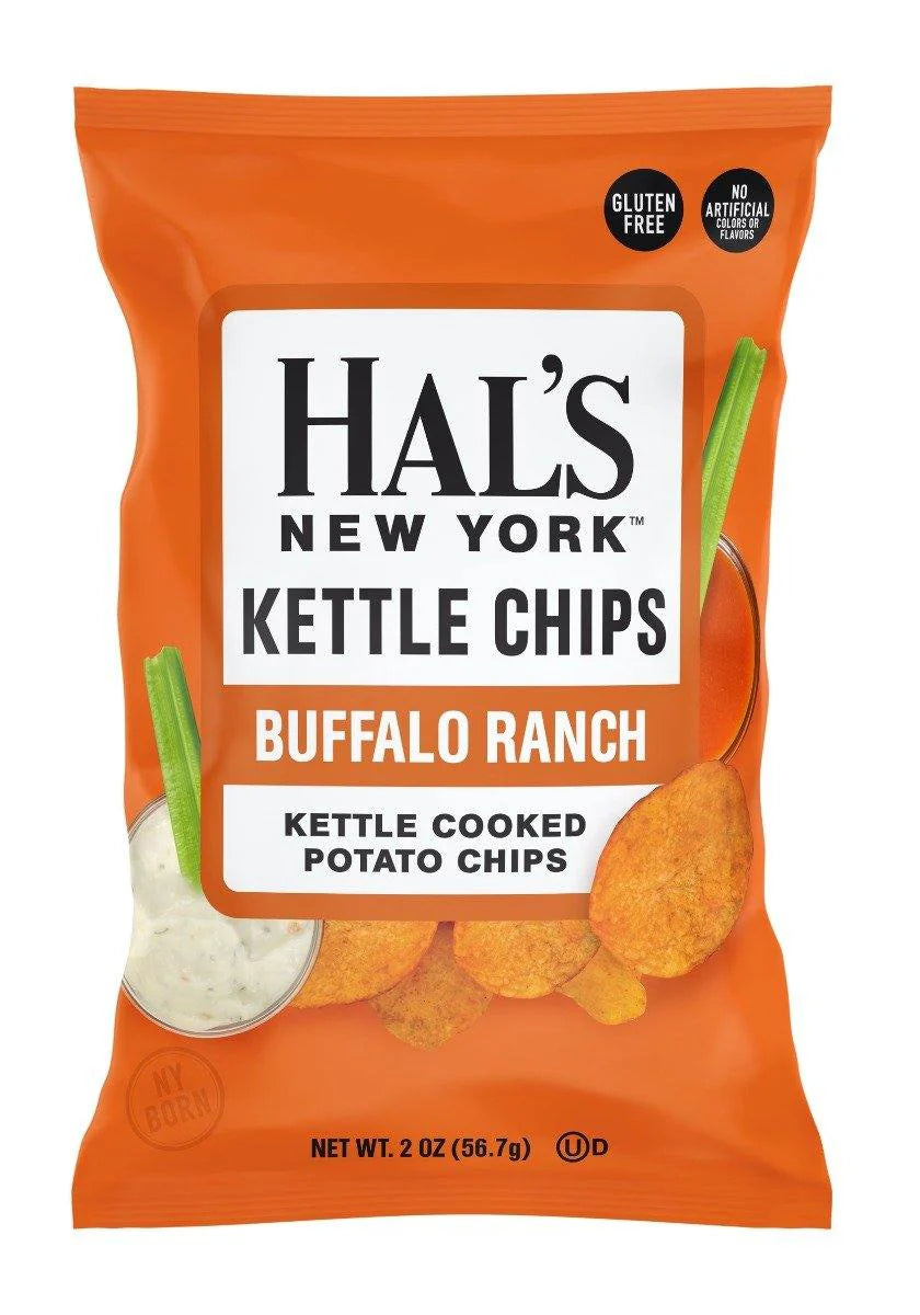 Hal's New York Kettle Cooked Potato Chips, Buffalo Ranch, 2oz (Pack of 24)