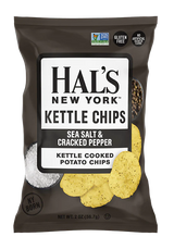 Hal's New York Kettle Cooked Potato Chips, Sea Salt & Cracked Pepper, 2oz (Pack of 24)