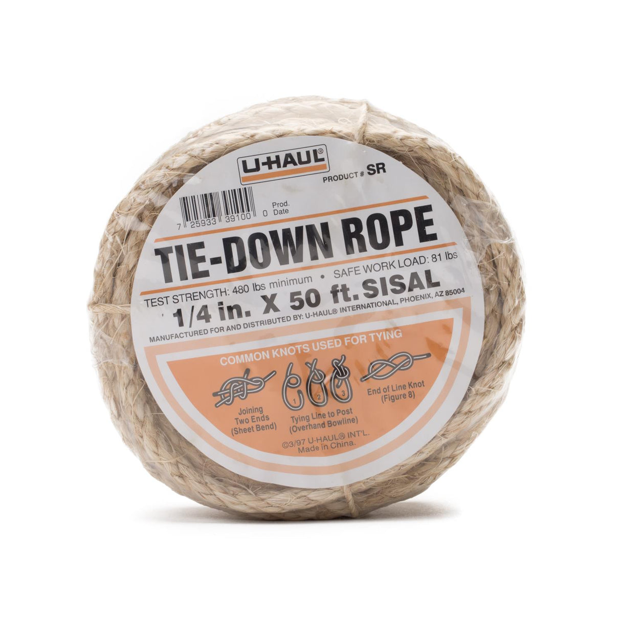 Sisal Tie-Down Rope (81-lb Workload) - 50 ft