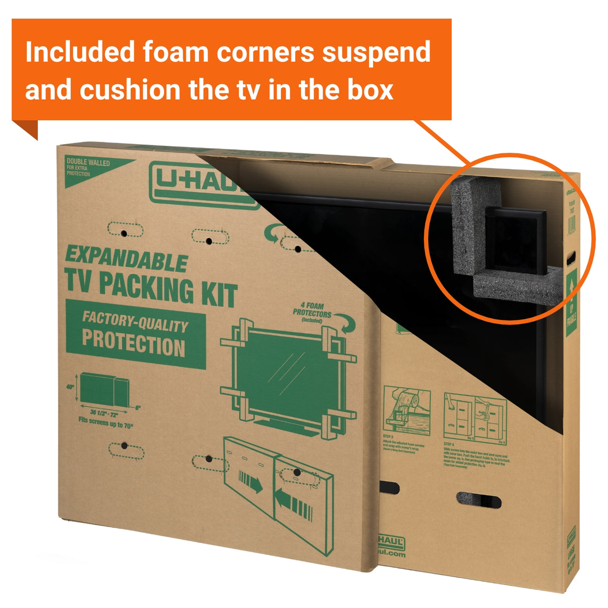 Heavy-Duty Expandable TV Moving Box - Large (32" - 70")