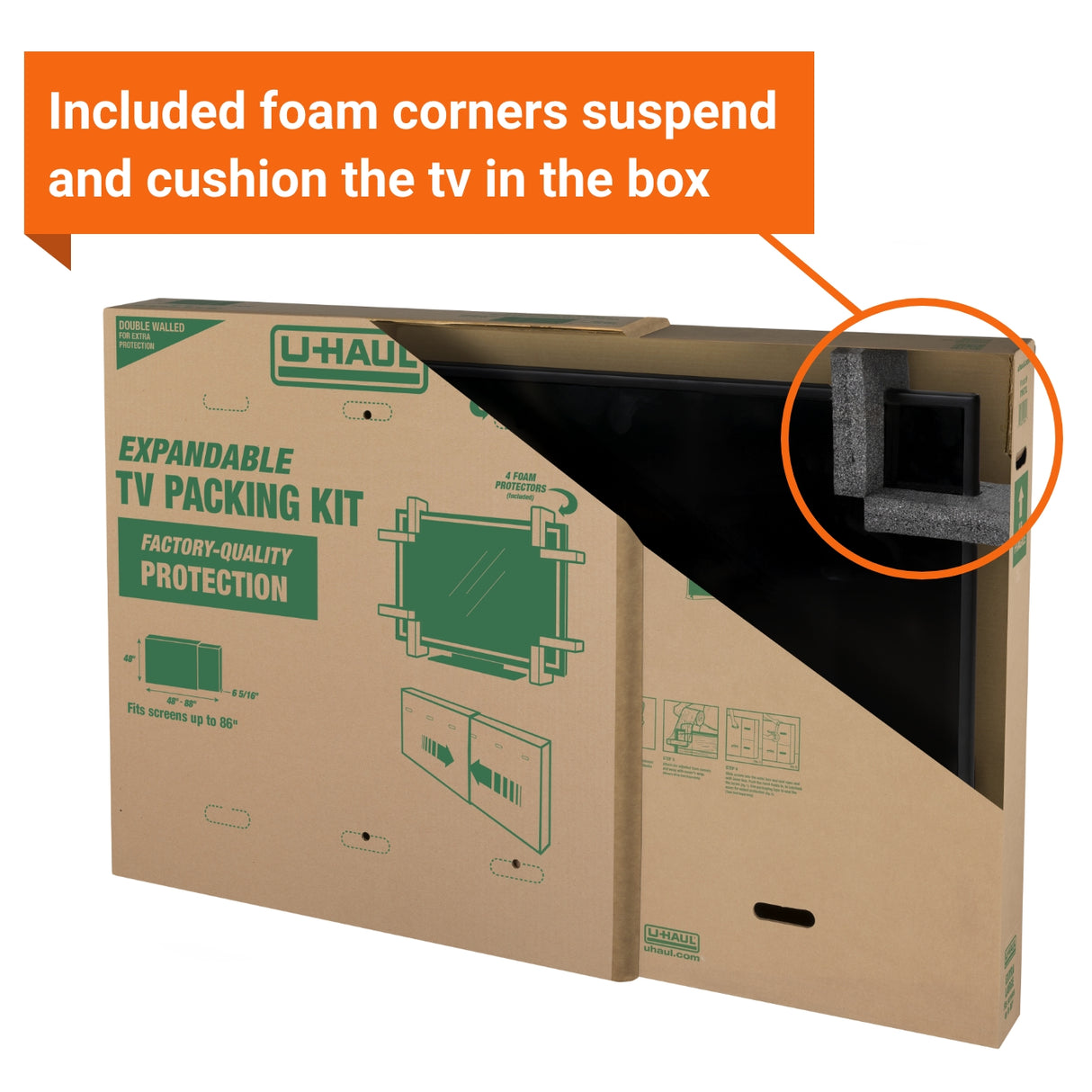 Heavy-Duty Expandable TV Moving Box - Extra-Large (Up to 86")