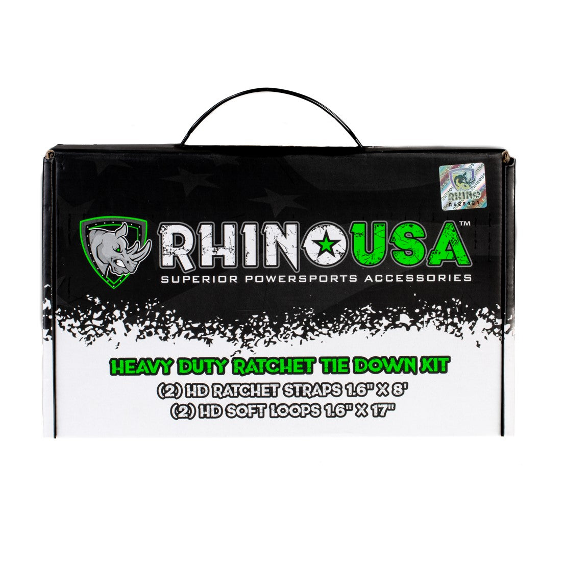 Rhino USA Heavy-Duty Ratchet Tie-Down Kit - 2 Ratchet Straps + 2 Soft Loops